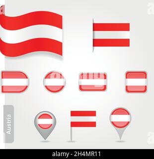 Austria icon set of flags EPS 10 Stock Vector