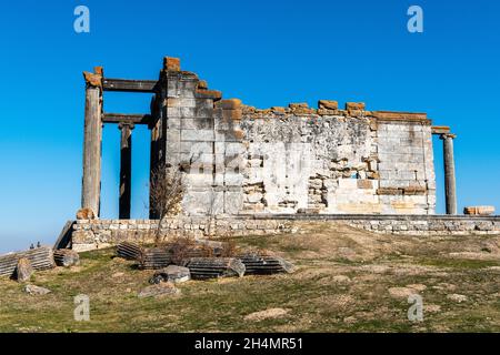 Temple of Zeus at Aizanoi ancient site in Kutahya province of Turkey. Built under Domitian, it was the city's main sanctuary. The temple is pseudodipt Stock Photo