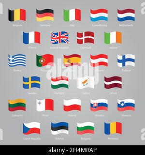 Flags of EU countries set EPS 10 Stock Vector