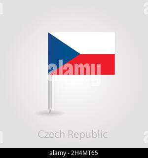 Czech Republic flag pin map icon, isolated vector illustration eps 10 Stock Vector