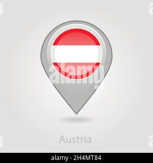 Austria flag pin map icon, isolated vector illustration eps 10 Stock Vector