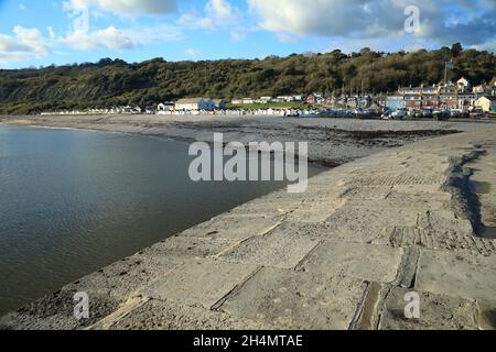 Lyme Regis, view from the Cobb across Monmouth beach, Dorset, England, UK Stock Photo