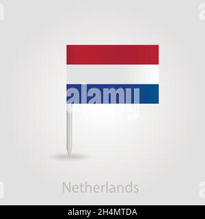 Netherlands flag pin map icon, isolated vector illustration eps 10 Stock Vector