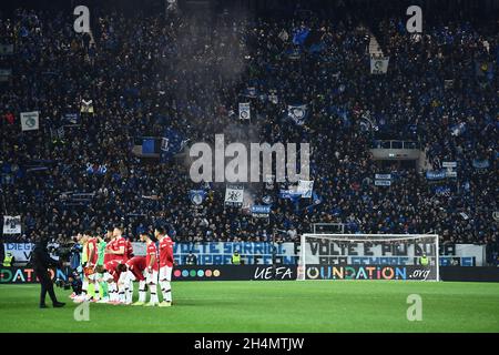 Supporters (Atalanta) during the Uefa Champions League' match between Atalanta 2-2 Manchester Utd at Gewiss Stadium on November 2, 2021 in Bergamo, Italy. Credit: Maurizio Borsari/AFLO/Alamy Live News Stock Photo