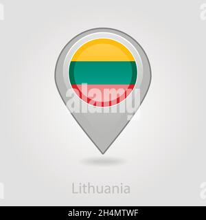 Lithuanian flag pin map icon, isolated vector illustration eps 10 Stock Vector