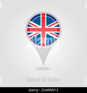 United Kingdom flag pin map icon, isolated vector illustration eps 10 Stock Vector