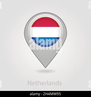 Netherlands flag pin map icon, isolated vector illustration eps 10 Stock Vector