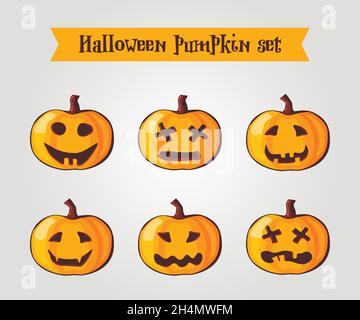 Halloween pumpkins icon set, vector illustration eps 10 Stock Vector