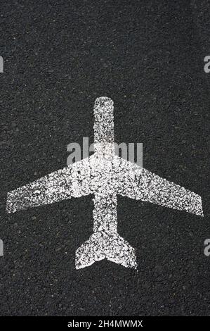 detail of an aircraft sign painted on the tarmac Stock Photo