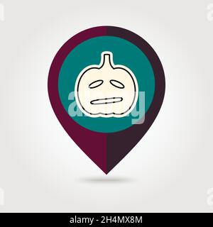Halloween pumpkins mapping pin icon, vector illustration eps 10 Stock Vector