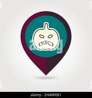 Halloween pumpkins mapping pin icon, vector illustration eps 10 Stock Vector