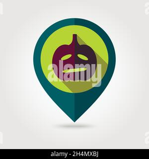Halloween pumpkins mapping pin icon, vector illustration eps 10 Stock Vector