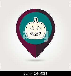 Halloween pumpkins mapping pin icon, vector illustration eps 10 Stock Vector