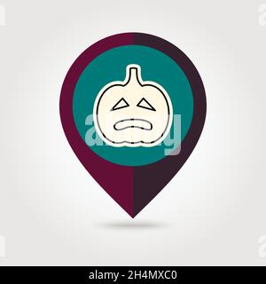 Halloween pumpkins mapping pin icon, vector illustration eps 10 Stock Vector