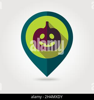Halloween pumpkins mapping pin icon, vector illustration eps 10 Stock Vector
