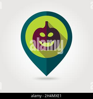 Halloween pumpkins mapping pin icon, vector illustration eps 10 Stock Vector