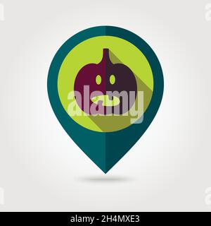 Halloween pumpkins mapping pin icon, vector illustration eps 10 Stock Vector