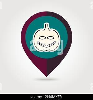 Halloween pumpkins mapping pin icon, vector illustration eps 10 Stock Vector