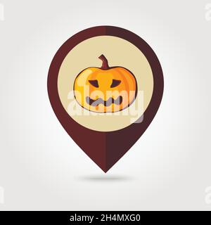 Halloween pumpkins mapping pin icon, vector illustration eps 10 Stock Vector