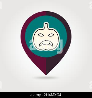 Halloween pumpkins mapping pin icon, vector illustration eps 10 Stock Vector