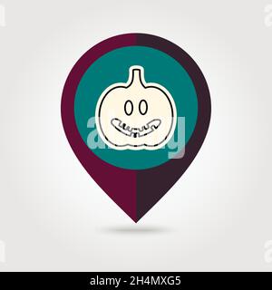 Halloween pumpkins mapping pin icon, vector illustration eps 10 Stock Vector