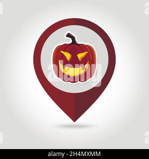 Halloween pumpkins mapping pin icon, vector illustration eps 10 Stock Vector