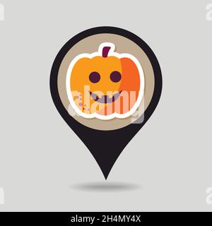 Halloween pumpkins mapping pin icon, vector illustration eps 10 Stock Vector