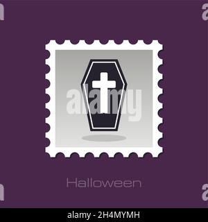 Halloween Coffin stamp, vector illustration eps 10 Stock Vector