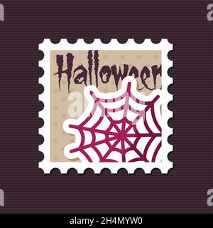 Spider web halloween stamp, vector illustration eps 10 Stock Vector
