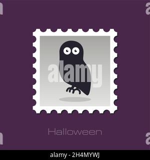 Halloween owl stamp, vector illustration eps 10 Stock Vector
