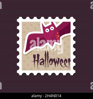 Halloween Bat stamp, vector illustration eps 10 Stock Vector