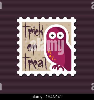 Halloween owl stamp, vector illustration eps 10 Stock Vector