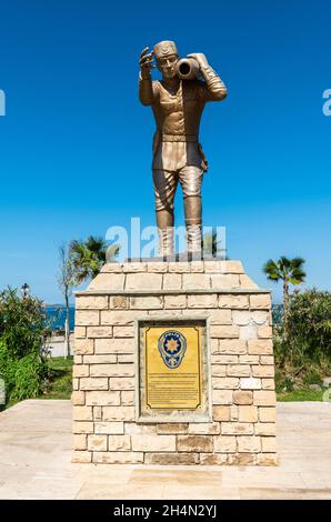 Urla, Izmir, Turkey – October 3, 2020. Monument to police officer Ali Fehmi Efendi in Urla town of Izmir province in Turkey. Stock Photo