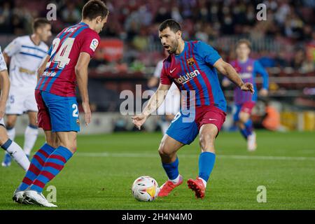 Sergio Kun Aguero of FC Barcelona  during the Liga match between FC Barcelona and Deportivo Alaves at Camp Nou in Barcelona, Spain. Stock Photo