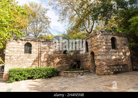 Selcuk, Izmir, Turkey – November 3, 2020. Restored house of Virgin Mary (Meryemana Evi), now a Catholic shrine, located on Mt. Koressos in the vicinit Stock Photo