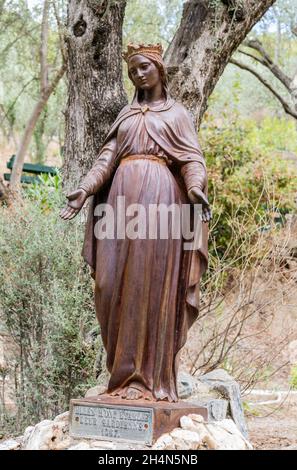 Selcuk, Izmir, Turkey – November 3, 2020. Statue of the Blessed Virgin Mary at the House of Virgin Mary (Meryemana Evi) in Selcuk, Turkey. Stock Photo