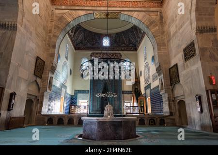 Bursa, Turkey – November 10, 2020. Interior view of the Green Mosque (Yesil Camii) in Bursa. The Green Mosque was built for Mehmet I between 1412 and Stock Photo