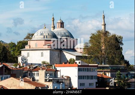 Bursa, Turkey – November 11, 2020. The Green Mosque (Yesil Camii) in Bursa. Built for Mehmet I between 1412 and 1419, the Green Mosque represents a de Stock Photo