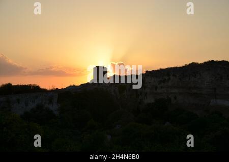 Some photos from the beautiful Ortigia, Syracuse, the ancient Greek colony, in the east of Sicily, taken on a clear sunny summer day. Stock Photo