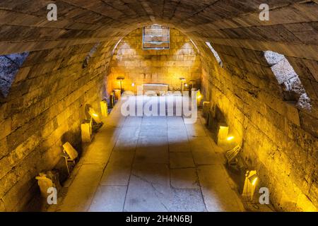 Cavdarhisar, Kutahya, Turkey – November 17, 2020. Interior view of the vaulted room of the Temple of Zeus at Aizanoi ancient site in Kutahya province Stock Photo