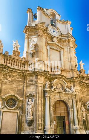 Facade of the Chiesa Anime Sante del Purgatorio, in the centre of Trapani, Sicily, Italy Stock Photo