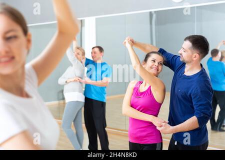 People practicing bachata movements Stock Photo