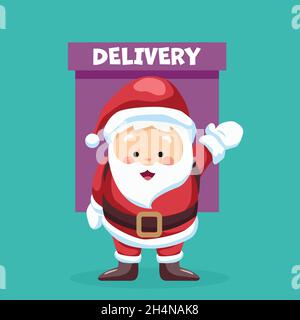 Design of santa claus making delivery Stock Vector