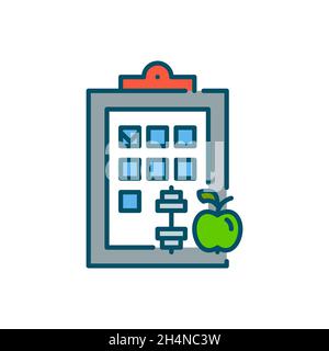 Wellbeing healthy lifestyle. Gym training and diet plan. Pixel perfect, editable stroke colorful icon Stock Vector