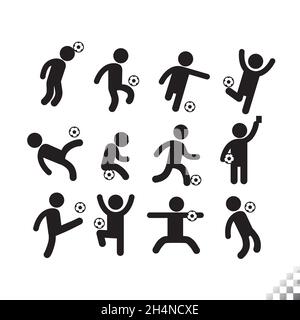 stick figure soccer player silhouettes icons simple Stock Vector
