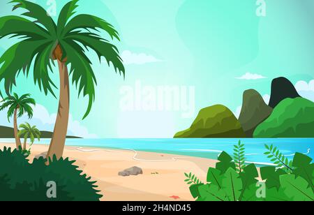 Island Beach Sea Vacation Holiday Tropical Summer Vector Illustration Stock Vector
