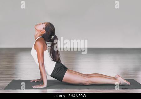 Back Three-quarters and Right Profile Poses of a Woman in Yoga Cobra Pose  Stock Illustration - Illustration of relax, quiet: 165407614