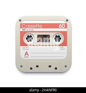 audio cassette icon symbol. 3D style. Trendy, modern design with space ...