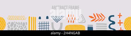 Abstract frame shape design.Template flat element simple form.Hand drawn doodle graphic. Stock Vector