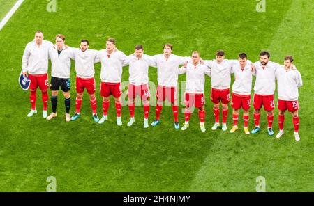 Saint Petersburg, Russia – June 16, 2021. Russia national football team before EURO 2020 match Finland vs Russia (0-1) Stock Photo